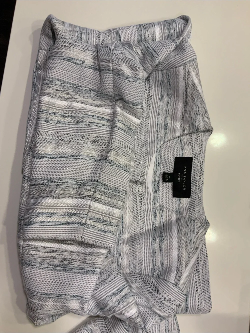 Ann Taylor Cream & Light Gray Textured Blazer